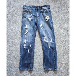 Vintage Y2K  Mens Purple Cow Distressed Thrashed Jeans Size 34/32 OOAK?